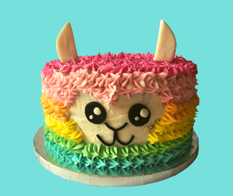 1st birthday cake. Llama cake with matching vanilla cupcakes